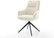 DELIFE Chaise de salle à manger Zelia-Flex avec accoudoir cadre croisé large teddy noir beige 360° pivotant fonction bascule noyau à ressorts ensachés