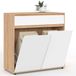 Idmarket – Meuble bas de salle de bain 80 cm – 2 portes – 2 paniers à linge amovibles – 1 tiroir – Blanc et bois façon hêtre
