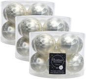 Decoris Boules de Noël - 30x pièces - givre blanc - 6 cm - verre - mat/brillant - décoration de Noël