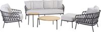 4 Seasons Outdoor Calpi stoel bank loungeset 6 delig rope antraciet