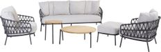 4 Seasons Outdoor Calpi stoel bank loungeset 6 delig rope antraciet