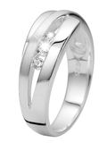 Lucardi Dames Ring mat/glans met zirkonia - Ring - Cadeau - Echt Zilver - Zilverkleurig