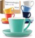 Merkloos Espresso kopjes met schotel - Set van 6 - 90 ml - Keramiek - Gekleurd