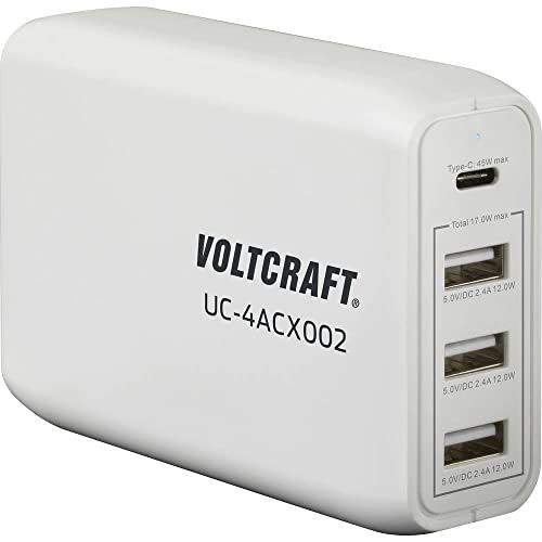VOLTCRAFT UC-4ACX002 USB-oplader voor wandstopcontact, 3400 mA, 4 x USB, USB-C™-bus