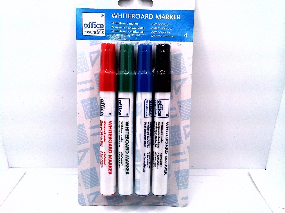 Office Whiteboard markers - Zwart, blauw, rood en groen