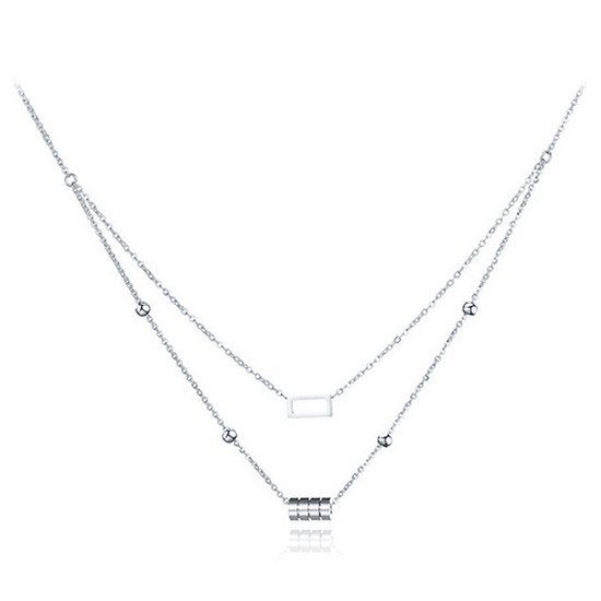 Cilla Jewels dames choker Edelstaal Cylinder Square Zilverkleurig