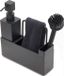 Unyqoos Organisateur d'évier, noir, acier inoxydable, avec distributeur de savon, brosse à vaisselle et chiffon