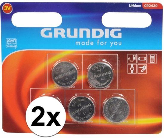 Grundig Knoopcel batterijen 10 stuks cr2430 3V - 8719538871656