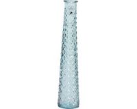 Decoris Vaas van gerecycled glas - D7 x H32 cm - transparant blauw
