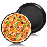 Pizzabakplaten Set van 2 roestvrijstalen pizzabakplaten met antiaanbaklaag