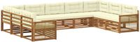 vidaXL - Buiten - bank - set - 9 - st - Natuurlijk - en - Crème - Massief - Acacia - Hout