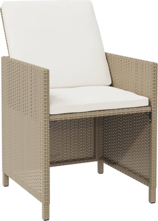 vidaXL 9-delige Tuinset met kussens poly rattan beige