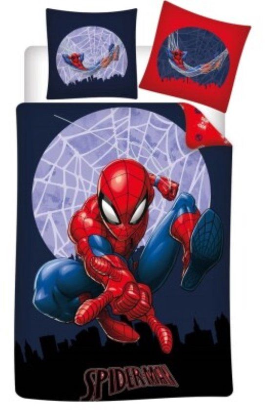 4KidsOnly Spiderman Dekbedovertrek spinnenweb katoen 140 x 200 cm