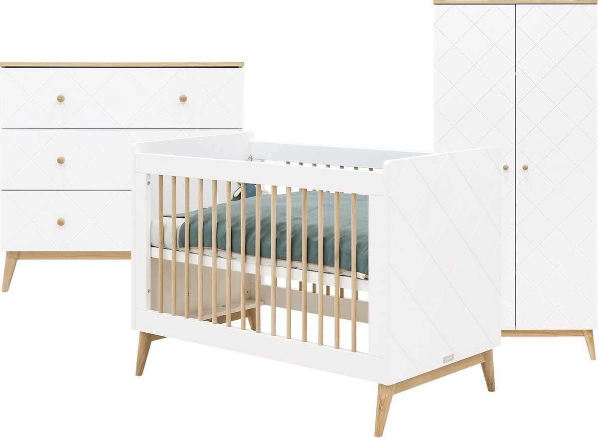 Bopita Paris 3-delige babykamer - Wit/Eiken