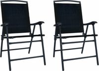 vidaXL Fauteuils pliants, 2 pièces, textile noir