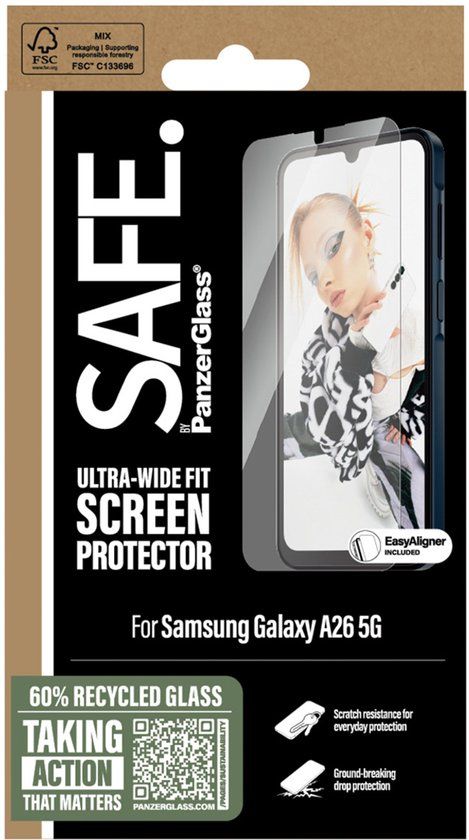 SAFE by PanzerGlass Screenprotector geschikt voor Samsung Galaxy A26 Glazen | SAFE by PanzerGlass Ultra-Wide-Fit Screenprotector - Case Friendly