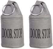 Esschert Design Deurstopper - SET van 2 stuks - grijs met band