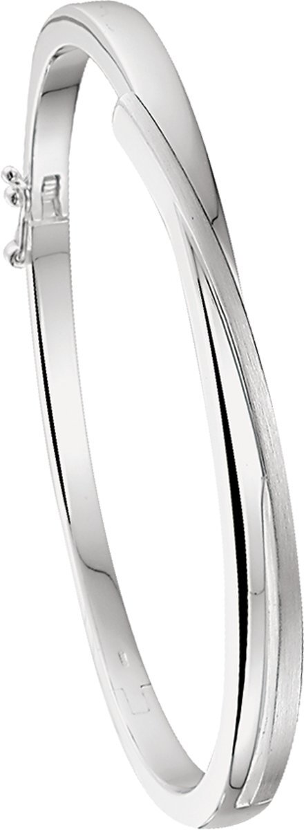 The Jewelry Collection Bangle Scharnier Poli/mat 5,5 X 60 mm - Zilver Gerhodineerd