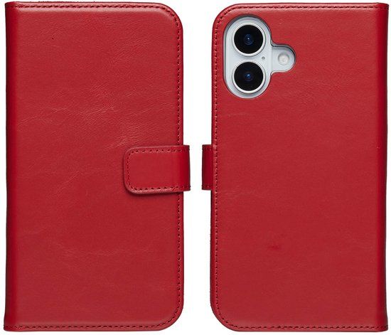 Selencia Echt Leren Bookcase voor de Apple iPhone 17 - Rood