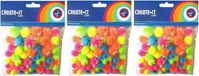 Haza Knutsel pompoms neon gekleurd met glitters - 225x - 0,8 tot 2,3 cm - Hobby decoratie materiaal