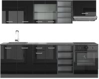 Vicco R-Line Complete keukeneenheid – 240 cm, WB Antraciet Hoogglans zwart/antraciet