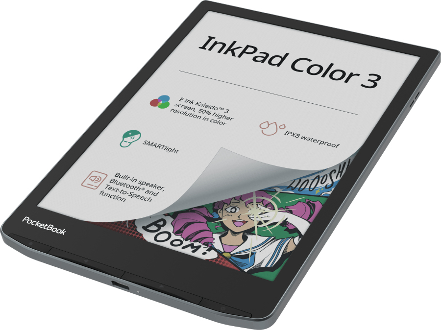 PocketBook InkPad Color 3 E-reader - 7.8" Color Display, 32GB, Wi-Fi, Touchscreen - Black/Grey