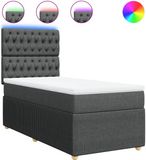 vidaXL Boxspringbed met matras, stof, donkergrijs, 100x200 cm