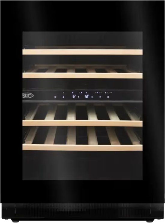 Boretti MLWC82ZGZW Wijnklimaatkast inbouw - 28 flessen - 2 temperatuurzones - Zwart glas
