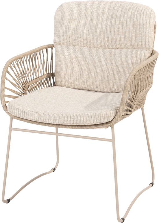 4 Seasons Murcia Tuinstoel - Latte - RVS - Met armleuning en kussen