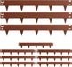 Merkloos Borderrand - set van 10 - elk 16 x 106 cm - flexibel - staal - bruin