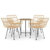 VidaXL 5-delige tuinset poly rattan bruin