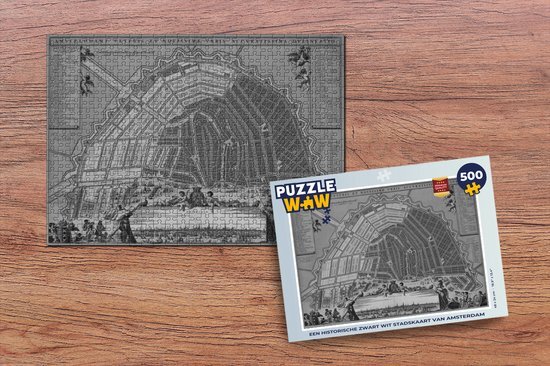 MuchoWow Puzzel Stadskaart - Amsterdam - Vintage - Legpuzzel - Puzzel 500 stukjes - Plattegrond