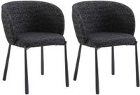 Vente-unique Set van 2 stoelen in tweedstof en metaal - Zwart - SIJOLA