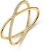 Lucardi Dames Zilveren goldplated ring gekruist met zirkonia - Ring - 925 Zilver - Goudkleurig - 17.50 / 55 mm