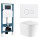 QeramiQ Dely Toiletset - inbouwreservoir Qeramiq Flush - slim zitting - metaal mat witte bedieningsplaat - ronde knoppen - glans wit