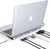 Tymyp USB C-hub, 10 in 1 dockingstation, 4K @30Hz USB C HDMI, VGA, 3 USB 3.0 ondersteunt 5 Gbps, SD/TF-lezer, RJ45 Ethernet, Mic/Audio, Type C Laptop-oplaadhouder, 100 W
