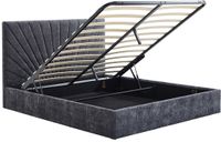 Vente-unique Bed met opbergruimte stof antracietgrijs 160 x 200 cm