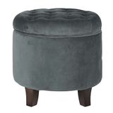 Kinfine USA Round Tufted Storage Velvet Ottoman