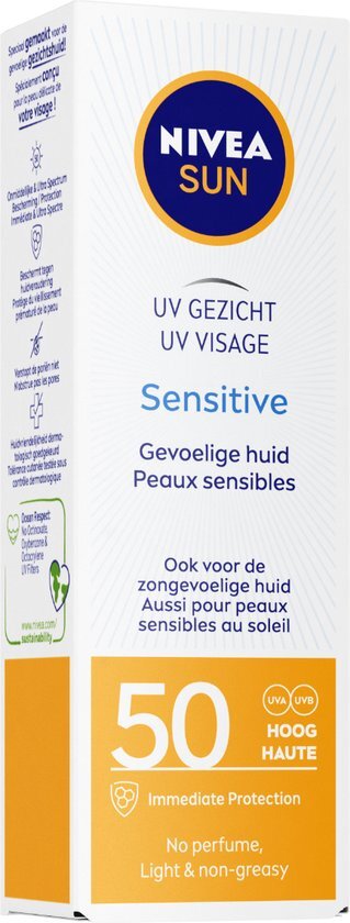 Nivea SUN GezichtszonnecrÃ¨me - Face Sensitive - SPF 50 - 50 ml