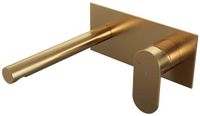 Brauer Gold Edition Inbouw Wastafelmengkraan met Rechte Uitloop en Afdekplaat Model C1 Goud Geborsteld PVD