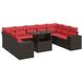 VidaXL 10-delige Loungeset met kussens, poly rattan, acacia, bruin