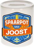 Bellatio Decorations Kinder spaarpot met naam - Joost - keramiek - met dop - wit
