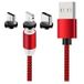Câble magnétique 3-en-1 - Lightning, USB-C, MicroUSB - 1m - Rouge