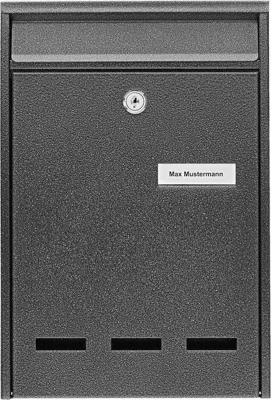 BURG WÄCHTER Pocket brievenbus - Zwart - RVS - Wandbrievenbus - Inclusief slot