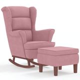 VidaXL Schommelstoel Roze Fluweel Hout