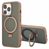 Accezz Hoesje - Geschikt voor Apple iPhone 13 Pro - Ring Stand Backcover geschikt voor MagSafe - Bruin
