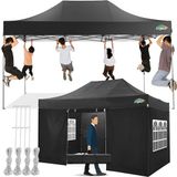 COBIZI Paviljoen, 3 x 4,5 cm, waterdicht, stabiel, winterbestendig, met 4 zijwanden, pop-up vouwpaviljoen, partytent, opvouwbare zonwering, tuinpaviljoen voor strand, bruiloft, camping, met handtas (3