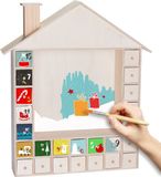 BRUBAKER Herbruikbare Adventskalender te Vullen met 24 Lades - DIY Kerstkalender om te Schilderen, Knutselen en Zelf te Ontwerpen - Blanco - 40,3 cm Hoog