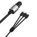 DUDAO R5ProN Chargeur de voiture 3,4A avec câbles Lightning, USB-C et Micro-USB intégrés, 17W, Gris
