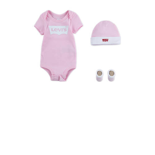 Levi's Levi's Kids giftset Classic Batwing met romper roze/wit